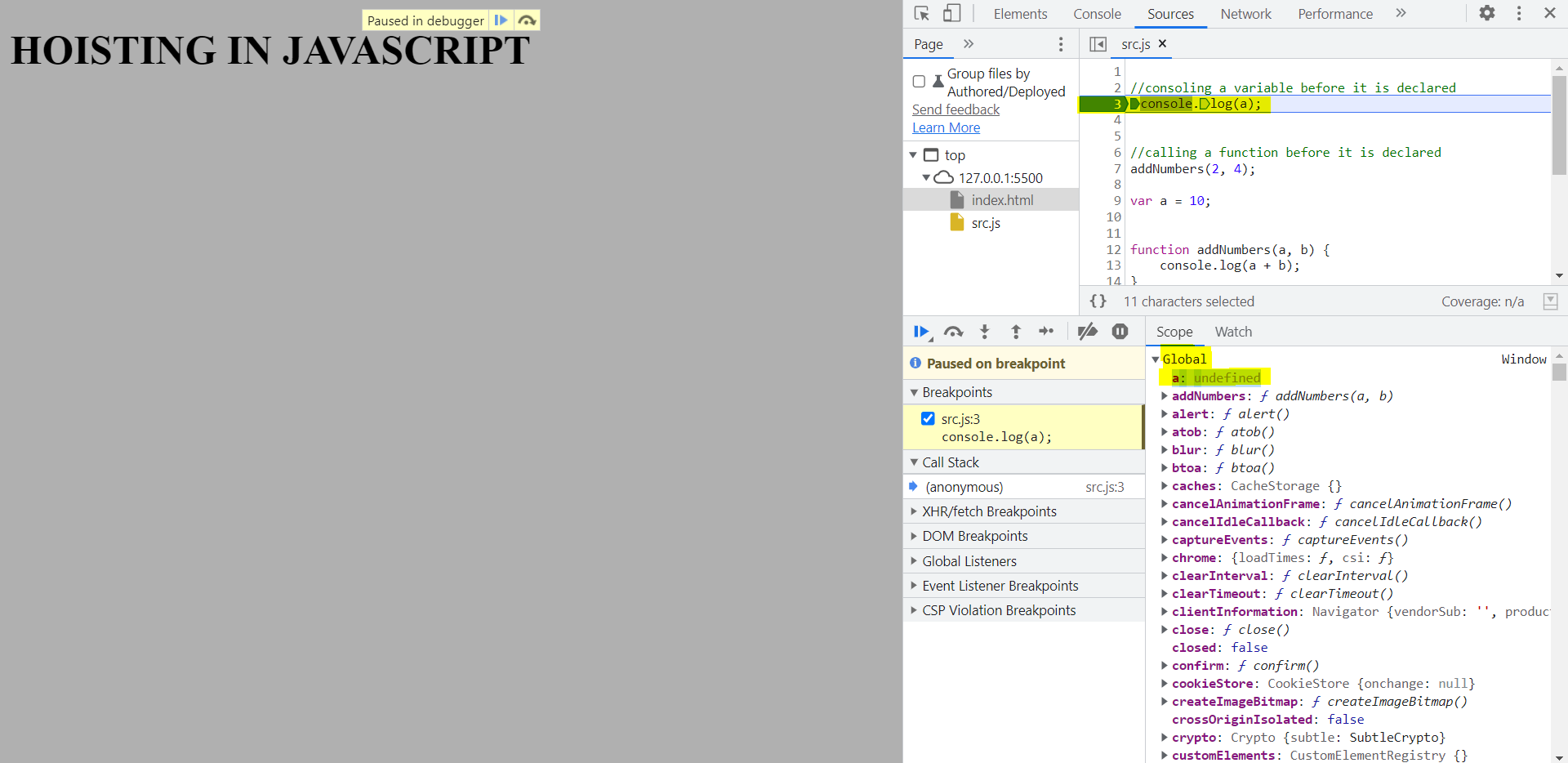 hoisting in javascript | webexpe.com